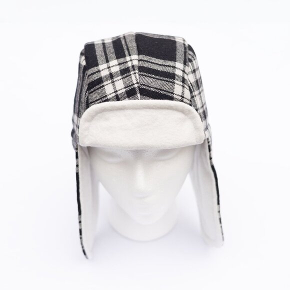 Boys Upcycled Trapper Aviator Vintage Wool Plaid Hat - Picture 1 of 5